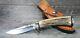 KEITH MURR 1998 CUSTOM SMALL HUNTER D2 STEEL STAG HANDLE KNIFE With SHEATH