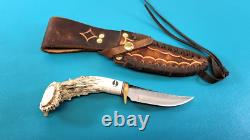 KEN RICHARDSON Custom Hunting 9.25 Crown Stag Grip Skinning Knife