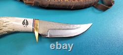 KEN RICHARDSON Custom Hunting 9.25 Crown Stag Grip Skinning Knife