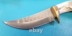 KEN RICHARDSON Custom Hunting 9.25 Crown Stag Grip Skinning Knife