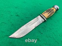 Kabar Stag Pre-war 1923 To 1937 Only, Super Rare Nice Big Knife & Sheath