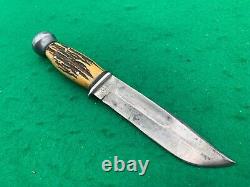 Kabar Stag Pre-war 1923 To 1937 Only, Super Rare Nice Big Knife & Sheath