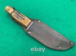 Kabar (shorty) Stag Trading Post Hunter 1923, 80-100 Yrs Union Cut Stag Knife