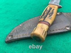 Kabar (shorty) Stag Trading Post Hunter 1923, 80-100 Yrs Union Cut Stag Knife