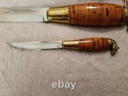 Kauhava Knife Double Sheath Horse Head Made In Finland Set Of 2 Knives