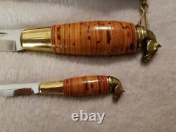 Kauhava Knife Double Sheath Horse Head Made In Finland Set Of 2 Knives