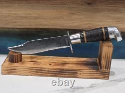 Kaybee Vintage Fixed Blade Hunting Knife Stacked Handle Leather Sheath BEAUTIFUL Kaybee Vintage Fixed Blade Hunting Knife Stacked Handle Leather Sheath BEAUTIFUL