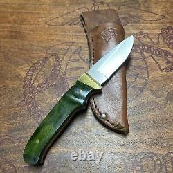 Keen Kutter Green Wood Drop Point Hunter Fixed Blade Knife WithLeather Sheath USA