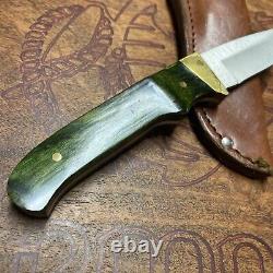 Keen Kutter Green Wood Drop Point Hunter Fixed Blade Knife WithLeather Sheath USA