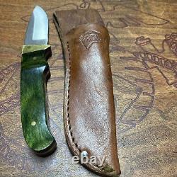 Keen Kutter Green Wood Drop Point Hunter Fixed Blade Knife WithLeather Sheath USA