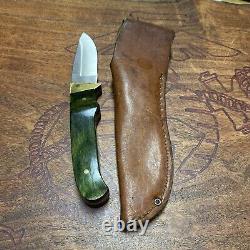 Keen Kutter Green Wood Drop Point Hunter Fixed Blade Knife WithLeather Sheath USA