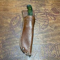 Keen Kutter Green Wood Drop Point Hunter Fixed Blade Knife WithLeather Sheath USA