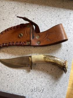 Ken Richardson Knives Fixed Knife 5 1085HC Steel Blade Shed Deer Antler Handle