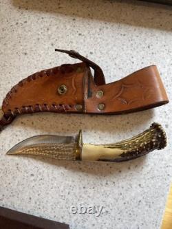 Ken Richardson Knives Fixed Knife 5 1085HC Steel Blade Shed Deer Antler Handle