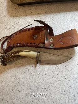 Ken Richardson Knives Fixed Knife 5 1085HC Steel Blade Shed Deer Antler Handle