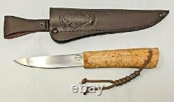 Kizlyar Russian Steel Hunting Knife Fixed with Leather Sheath Exotic Wood Handle 1
