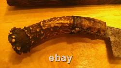Knife Old Cowboy Western Handmade Stag Custom Fighting Hunting Skinning w Sheath