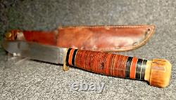 LARGE 1930s CRANE CUTLERY (ENGLAND) SHEATH KNIFE STAG POMMEL BEAUTY WWII