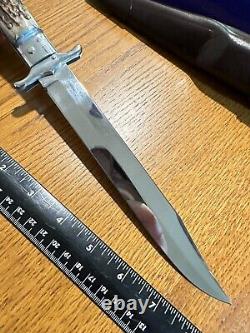LINDER Folding Hunting Bowie Knife with Sheath 317119 EXCELLENT NM