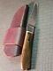 LKW CUSTOM Damascus Fixed Blade Knife With Custom Leather Sheath VERY NICE