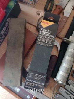 LOT of 15 Hunting knives Knife Fixed Blade Folding Gerber With Sharpening Stones