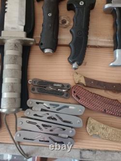 LOT of 15 Hunting knives Knife Fixed Blade Folding Gerber With Sharpening Stones