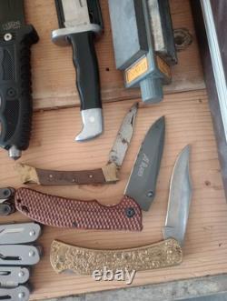 LOT of 15 Hunting knives Knife Fixed Blade Folding Gerber With Sharpening Stones
