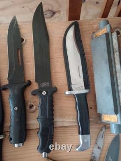LOT of 15 Hunting knives Knife Fixed Blade Folding Gerber With Sharpening Stones