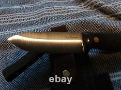 LT Wright Outback 3V Saber Knife Black Micarta Bushcraft with Leather Sheath