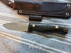 LT Wright Outback 3V Saber Knife Black Micarta Bushcraft with Leather Sheath