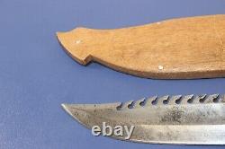 Large Survival Hunting Knife Bowie Sawback Wood Handle Scabbard