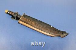 Large Survival Hunting Knife Bowie Sawback Wood Handle Scabbard