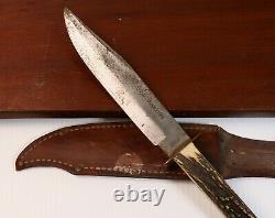 Large VTG Solingen Germany Stag Handle Hunting Original Bowie Clip Point Knife