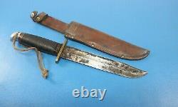 Large Vintage Western L46-8 Large Bowie Knife Fighting Hunting + Sheath