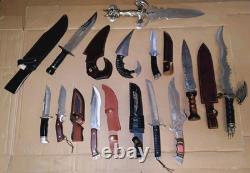 Lot Of 11 Mixed Knives 10 To 21 Length Damascus Steel & More
