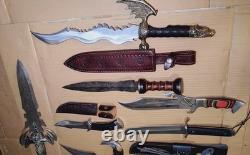 Lot Of 11 Mixed Knives 10 To 21 Length Damascus Steel & More