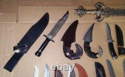 Lot Of 11 Mixed Knives 10 To 21 Length Damascus Steel & More