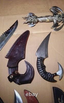 Lot Of 11 Mixed Knives 10 To 21 Length Damascus Steel & More