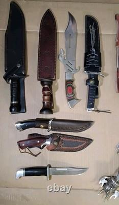Lot Of 11 Mixed Knives 10 To 21 Length Damascus Steel & More