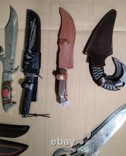 Lot Of 11 Mixed Knives 10 To 21 Length Damascus Steel & More