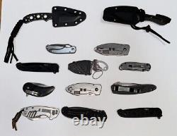 Lot of 13 Pocket Knives CRKT Tactical Hunting Collectible