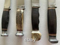 Lot of 4 Vintage Ka-Bar Fixed Blade Knives
