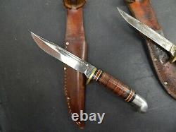 Lot of 7 vintage WESTERN Boulder HUNTING KNIVES withsheaths OLDER KNIFE COLLECTION