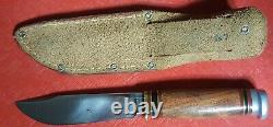 MARBLE BOY'S KNIFE EXPERT WOOD WOODEN Vtg antique Blade withSheath RARE