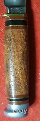 MARBLE BOY'S KNIFE EXPERT WOOD WOODEN Vtg antique Blade withSheath RARE