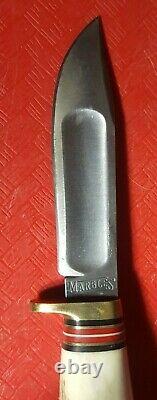 MARBLE KNIFE Vtg IDEAL FAT HANDLE STAG Fixed Blade withSheath