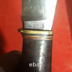 MARBLE KNIFE pat pending gunsight small stamp woodcraft stag antq w Sheath