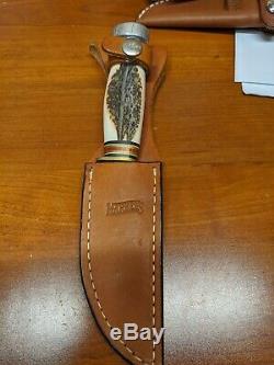 MARBLES Hunter USA STAG handle KNIFE w sheath! 3 River Archery limited