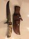 MASSIVE Clyde Fischer 77901 Hunting Knife Antler Handle Blade With Sheath