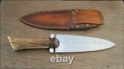 MASSIVE Custom Vintage RUSSELL GRW Dag Smatchet Hunting Knife withStag & A+ Sheath